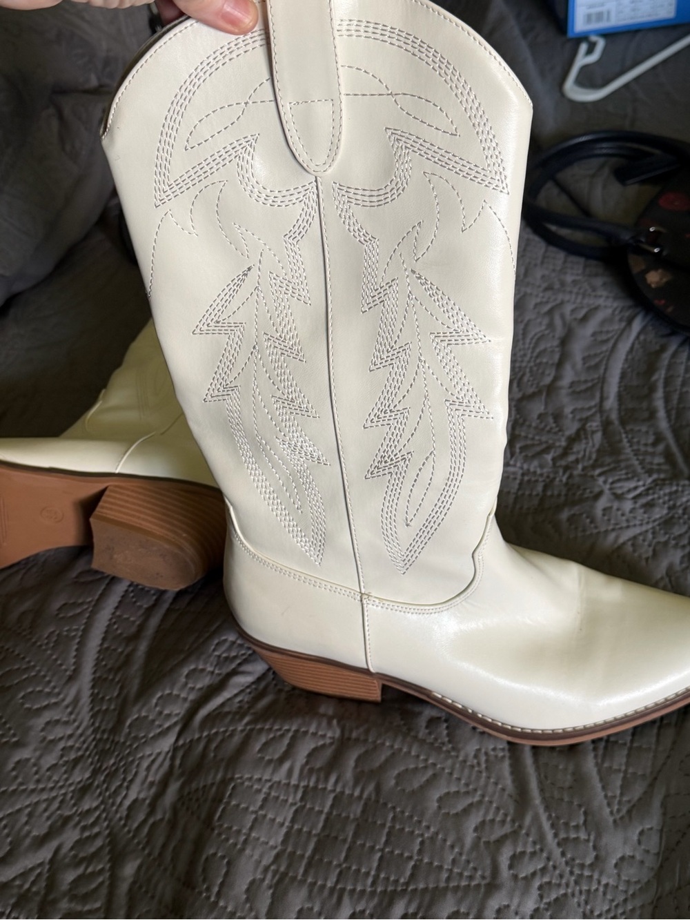 Madden Girl Cream Western Cowboy Heeled Boots